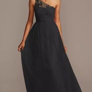 David’s Bridal Marine blue floor length dress